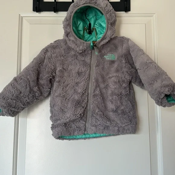 THE NORTH FACE Reversible Mossbud Swirl Insulated Jacket teal size 12/18 - Picture 9 of 11